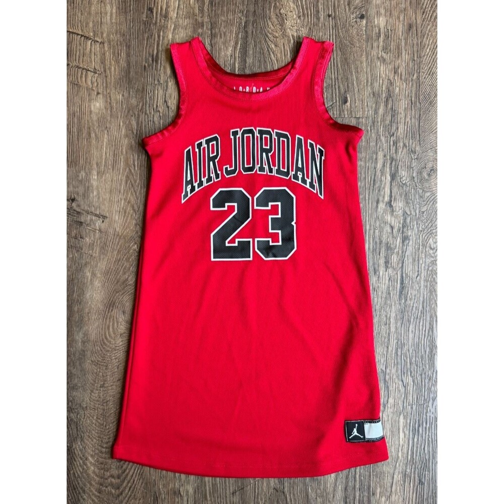 Air Jordan Flight 23 Red Basketball Jersey Dress Girls Size 5 (4–5 Yrs)